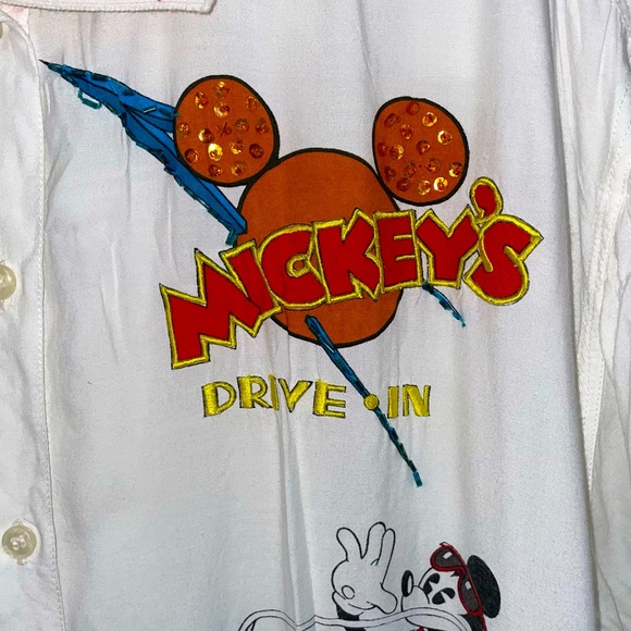 JouJou Disney Mickey Mouse XL Shirt  button up  Beaded Embrioidered Vintage - Picture 7 of 16